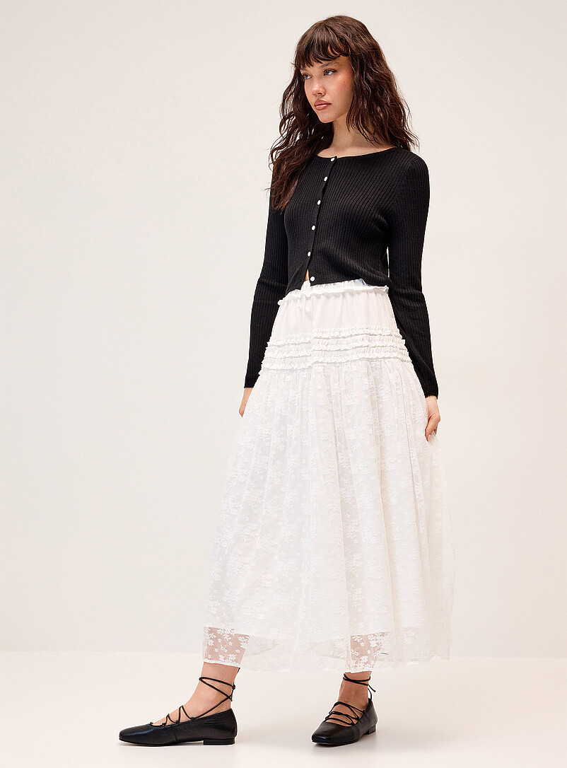 Poplin and lace maxi skirt product image (primary)