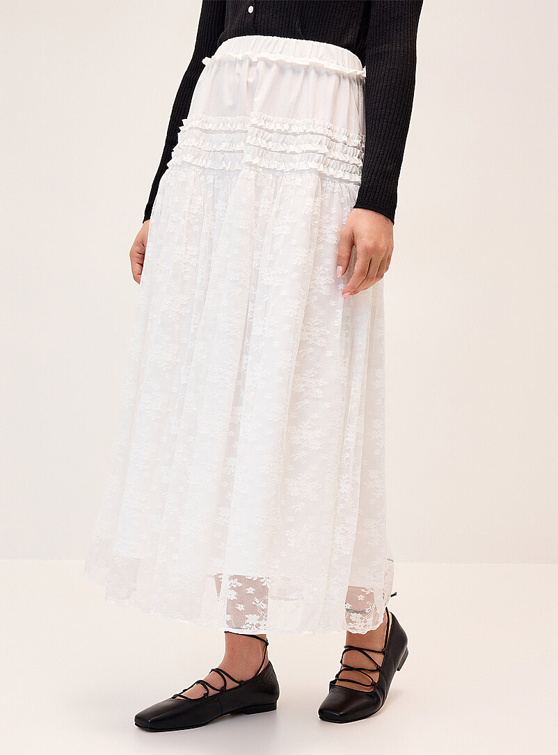Poplin and lace maxi skirt product image 2