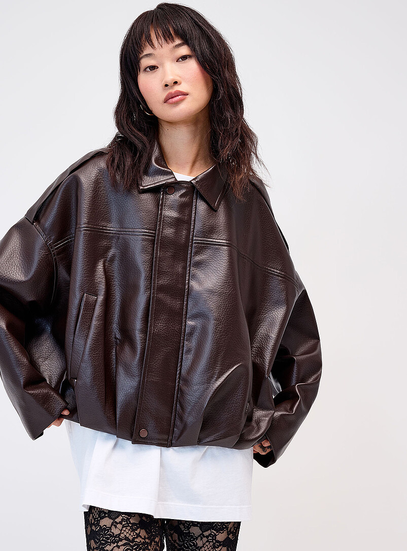 Loose Fit Faux-Leather Jacket