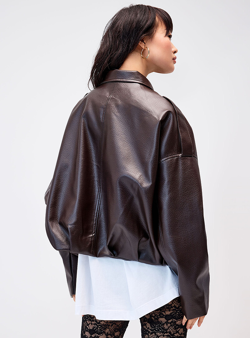Loose fit faux-leather jacket product image 3