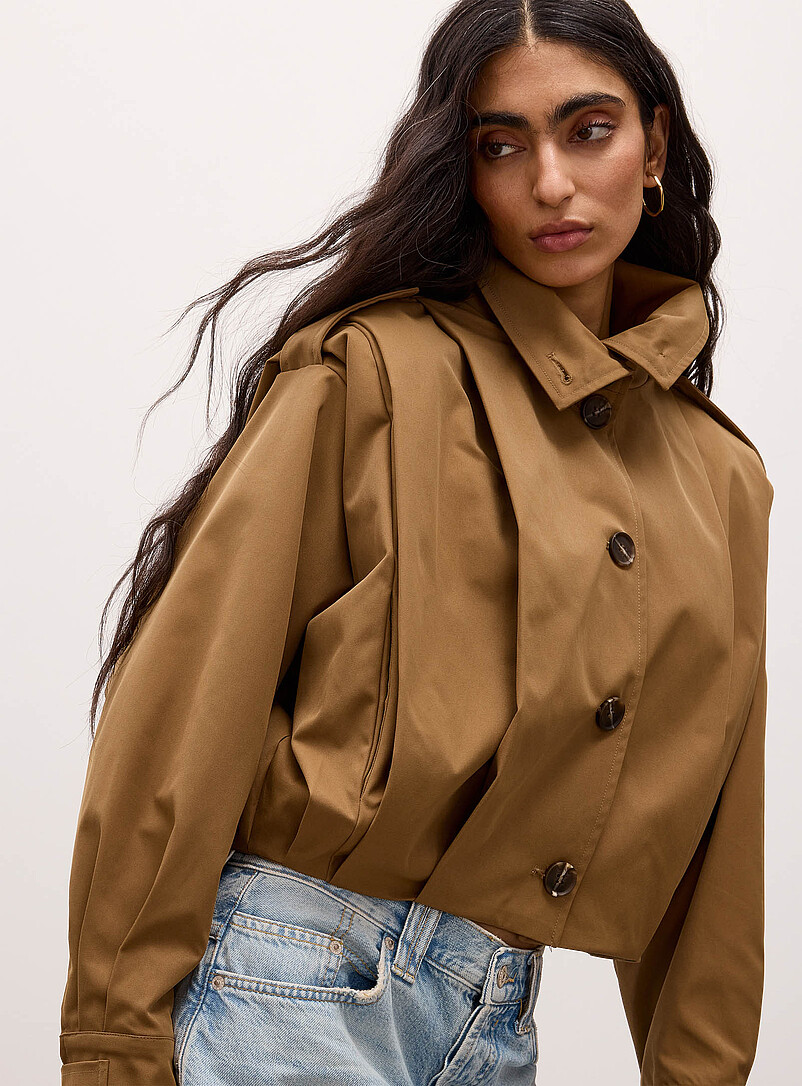 Cropped stand-collar box-pleat jacket product image 2