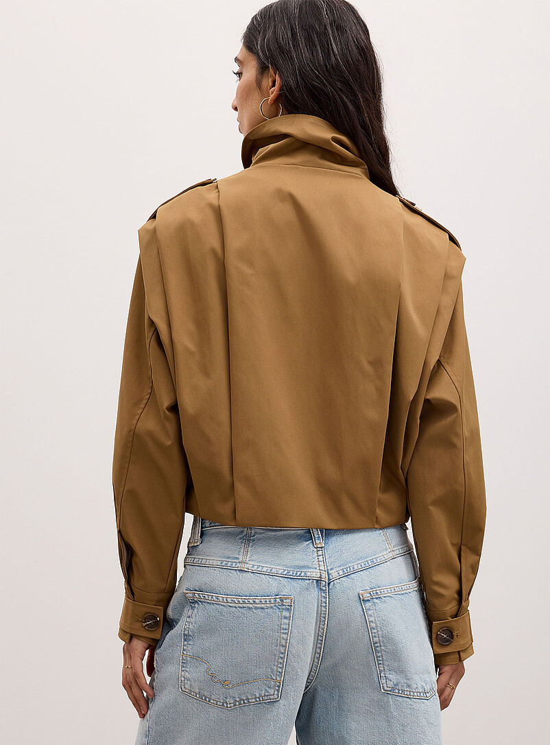 Cropped stand-collar box-pleat jacket product image 3