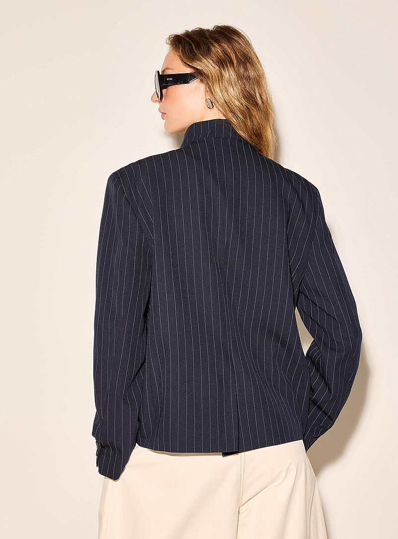 Asymmetrical buttons straight stand-collar blazer product image 3