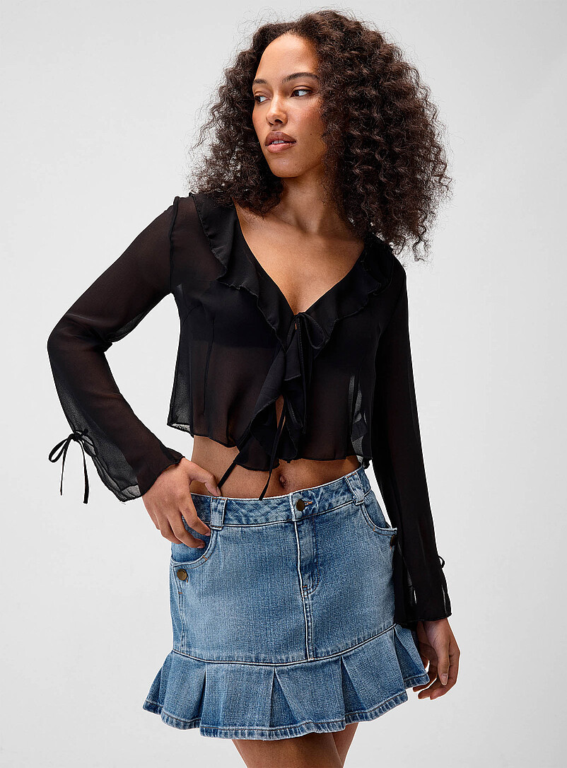 Ruffled chiffon bolero product image (primary)