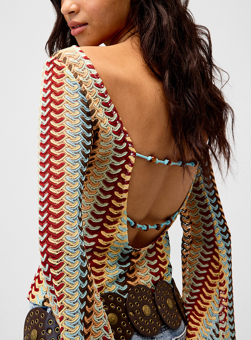 Arrow-stripe crochet sweater product image 2