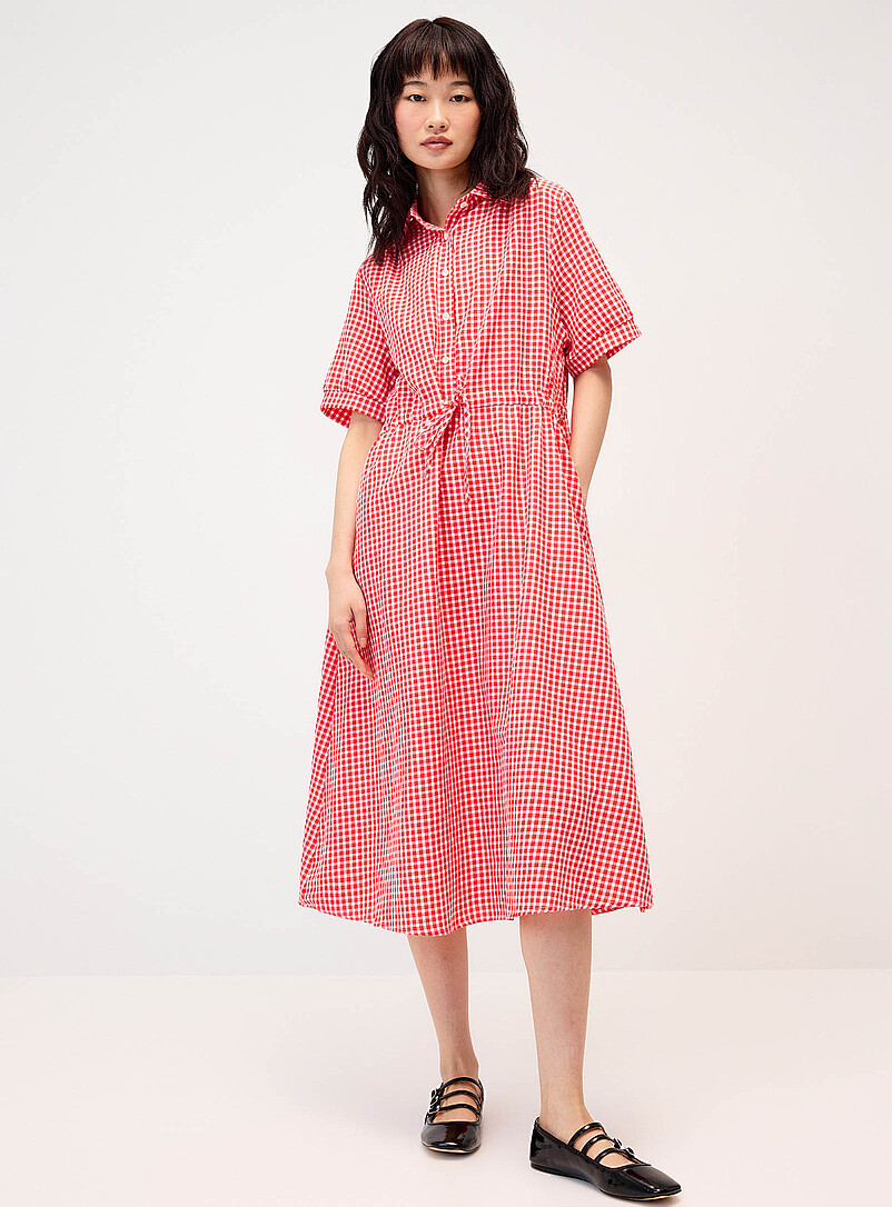 Gingham maxi shirtdress product image (primary)
