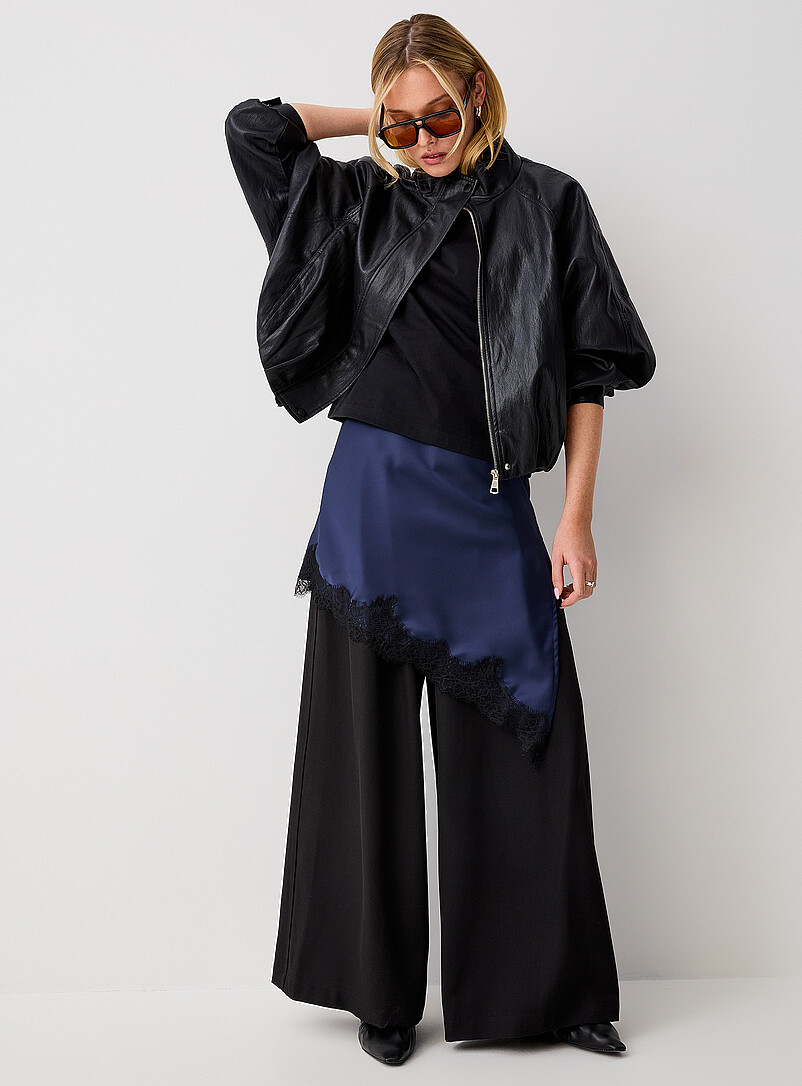 Slouchy faux-leather funnel-neck bubble jacket product image 3