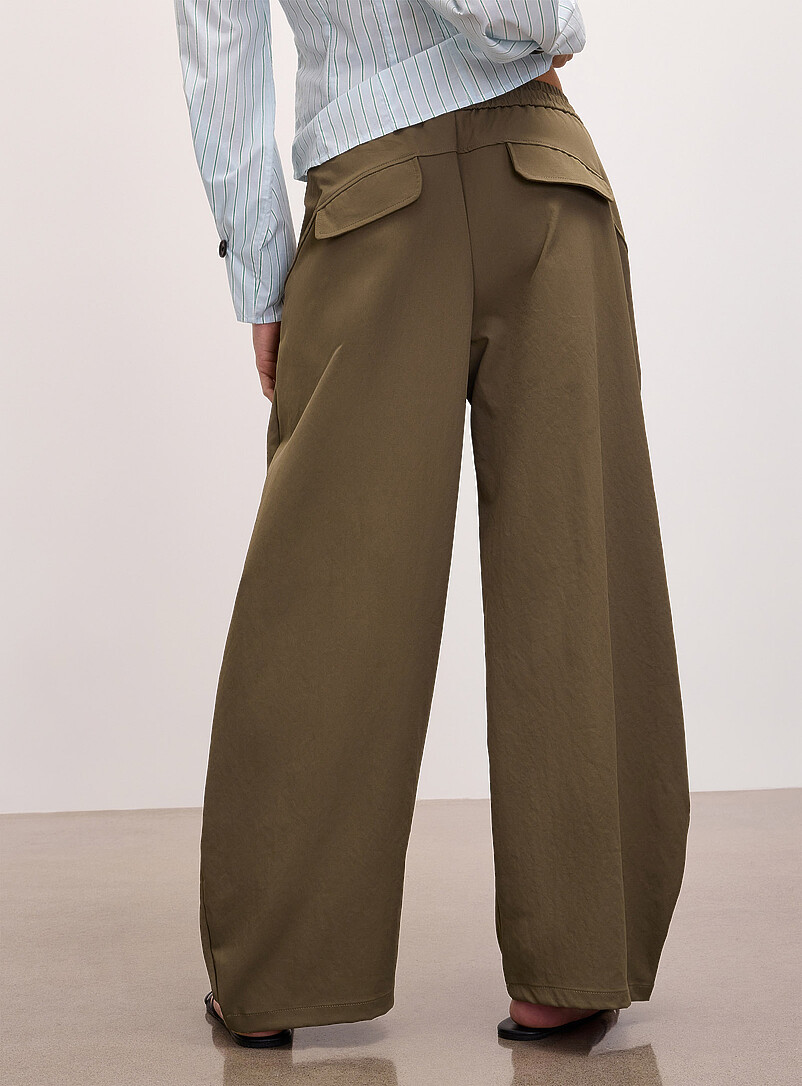 Topstitched details stretch canvas wide-leg pant product image 3
