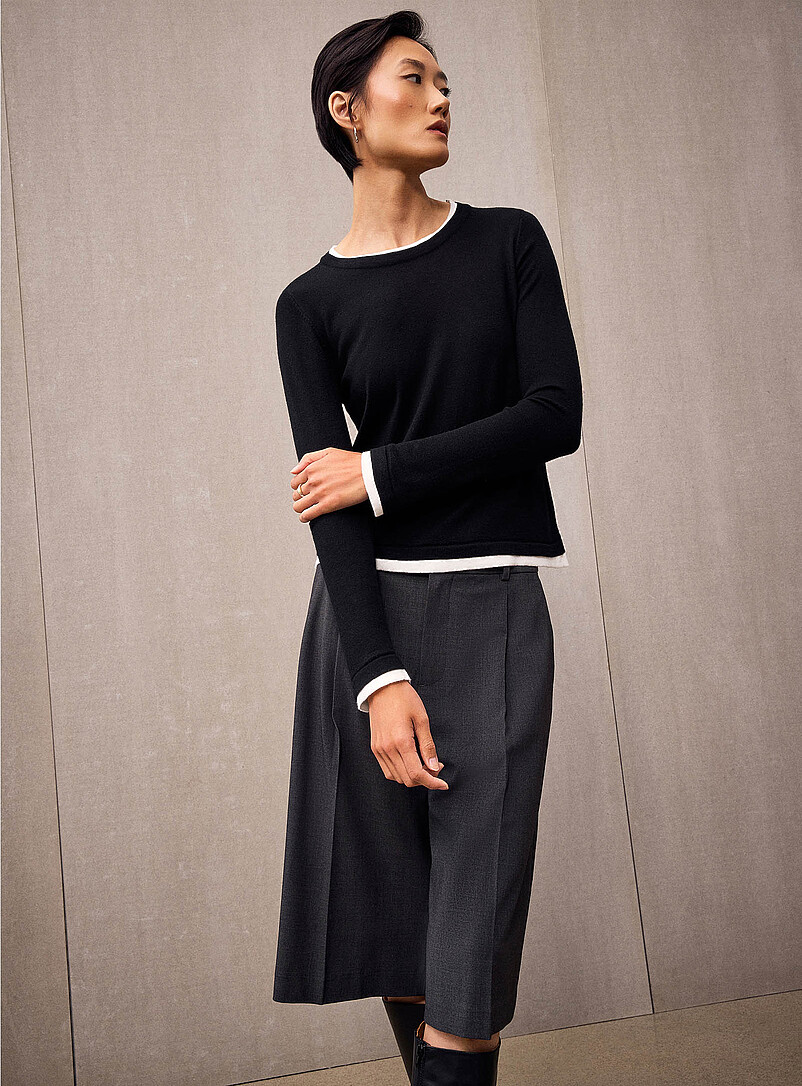 Overlaid effect two-tone sweater product image (primary)