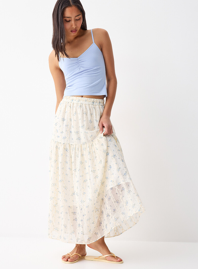 Flowers And Embroidery Maxi Skirt