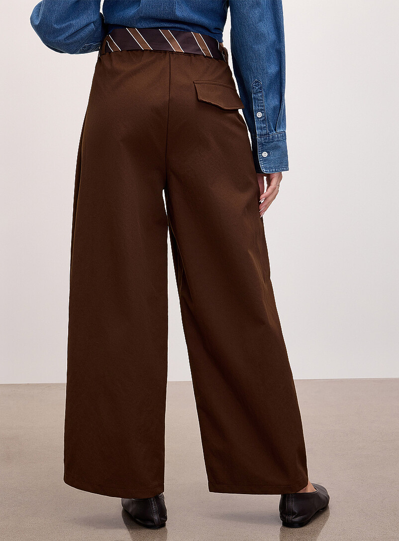 Tie-belt stretch twill barrel-leg pant product image 3