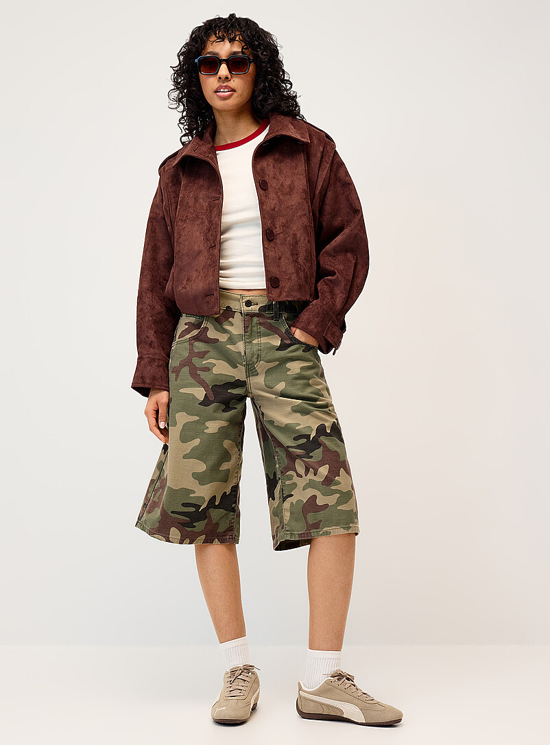 Funnel neck faux-suede jacket product image 2