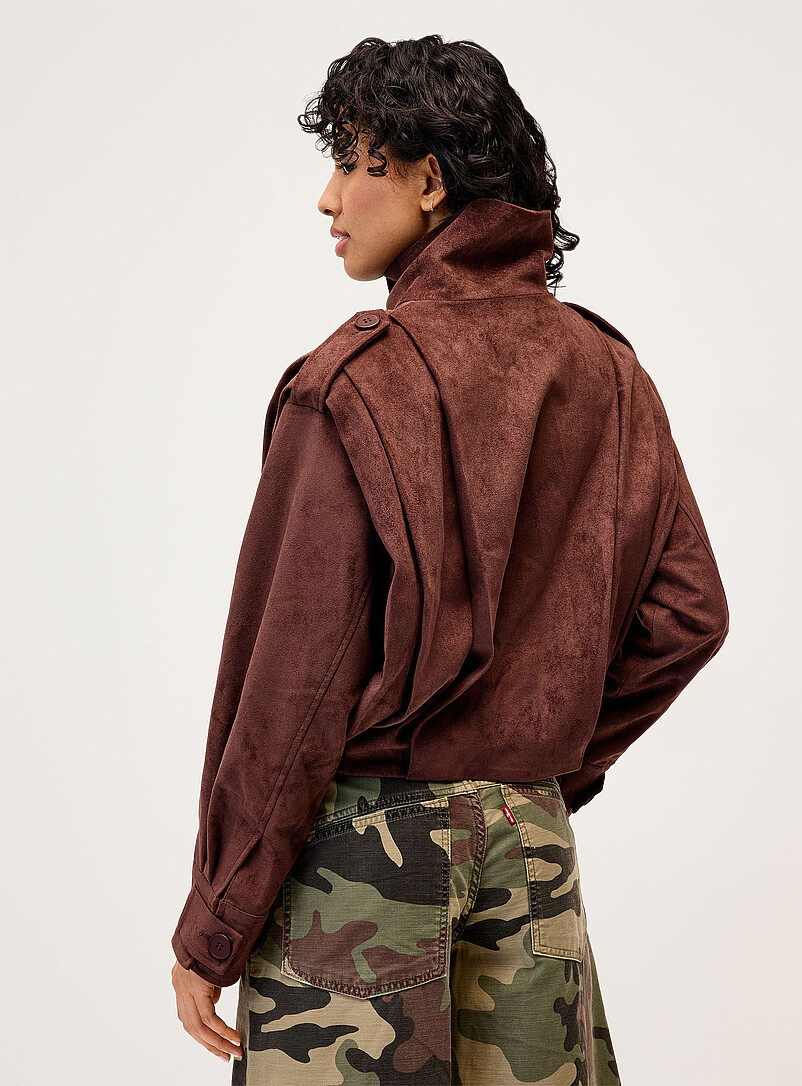 Funnel neck faux-suede jacket product image 3