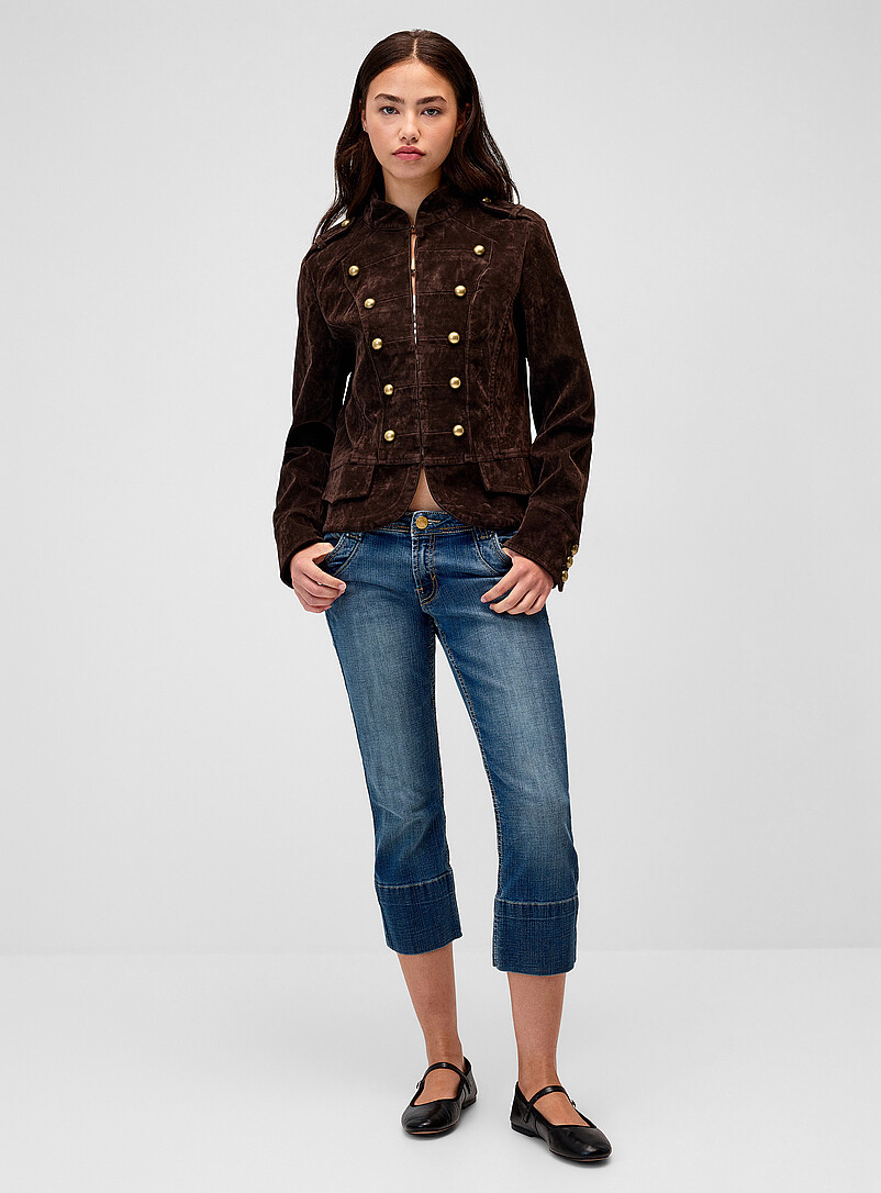 Trompe-l'oeil frog toggle buttons faux-suede blazer product image 2