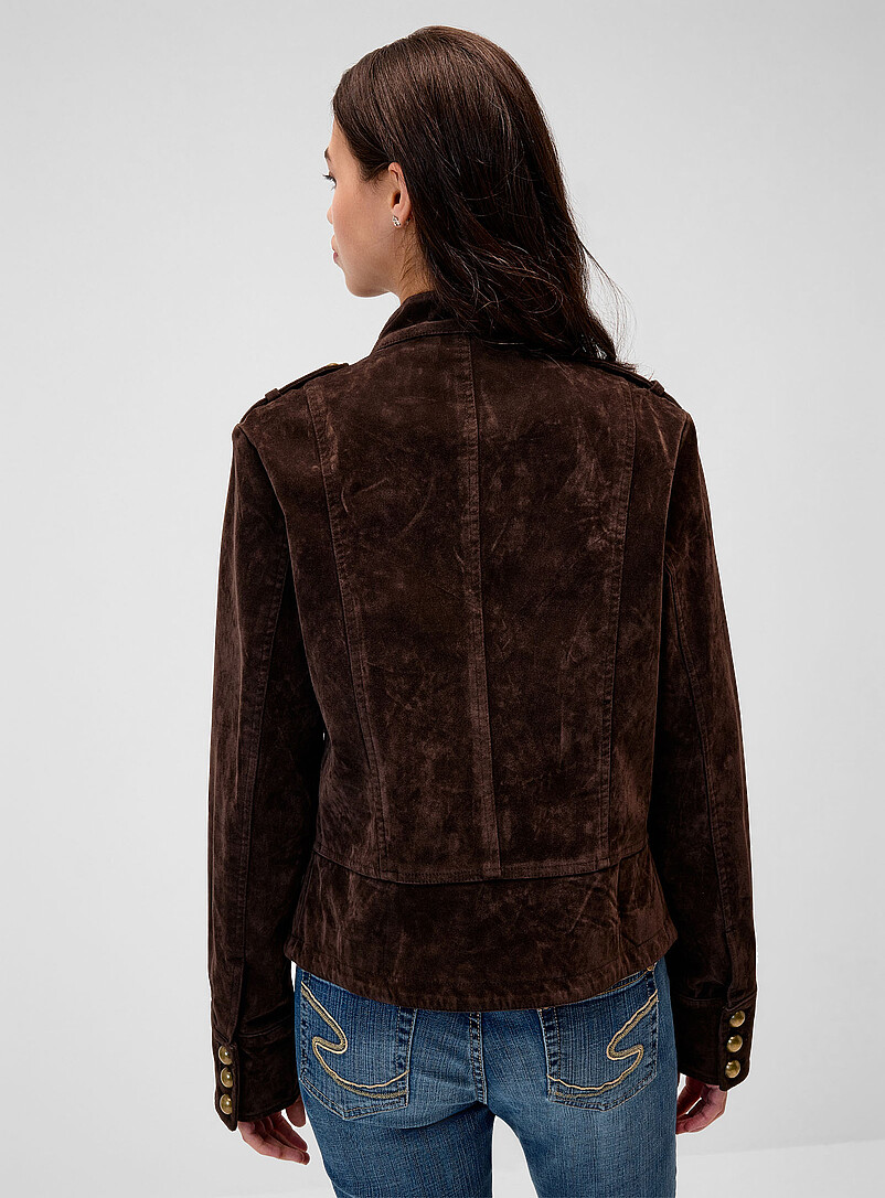 Trompe-l'oeil frog toggle buttons faux-suede blazer product image 3