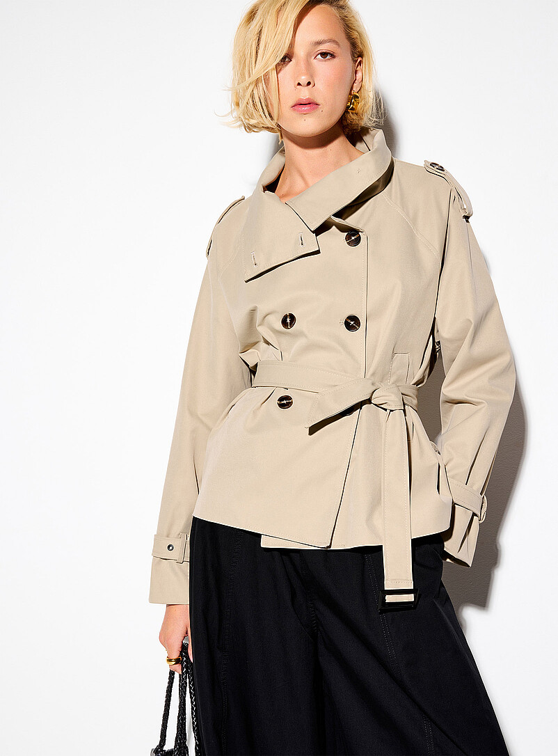 Cropped belted trench coat product image (primary)