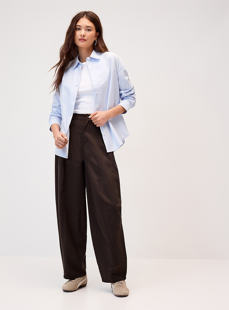 Twill Barrel-Leg Dress Pant