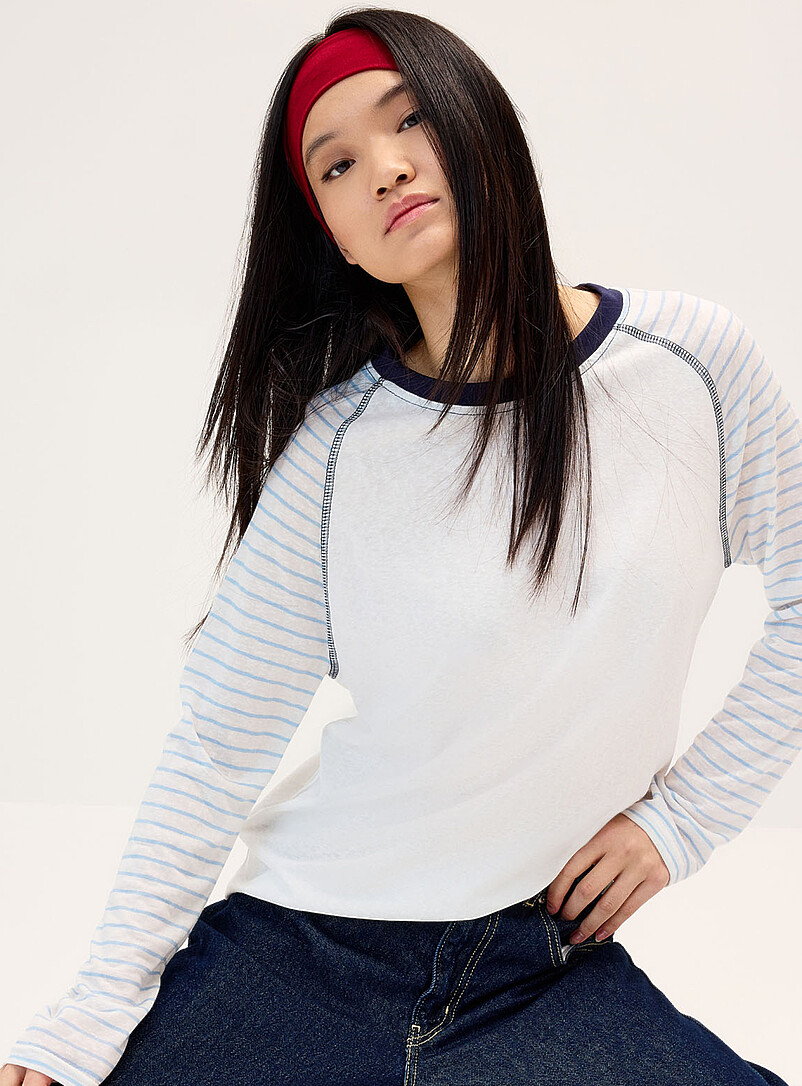 Striped Raglan Sleeve T-Shirt