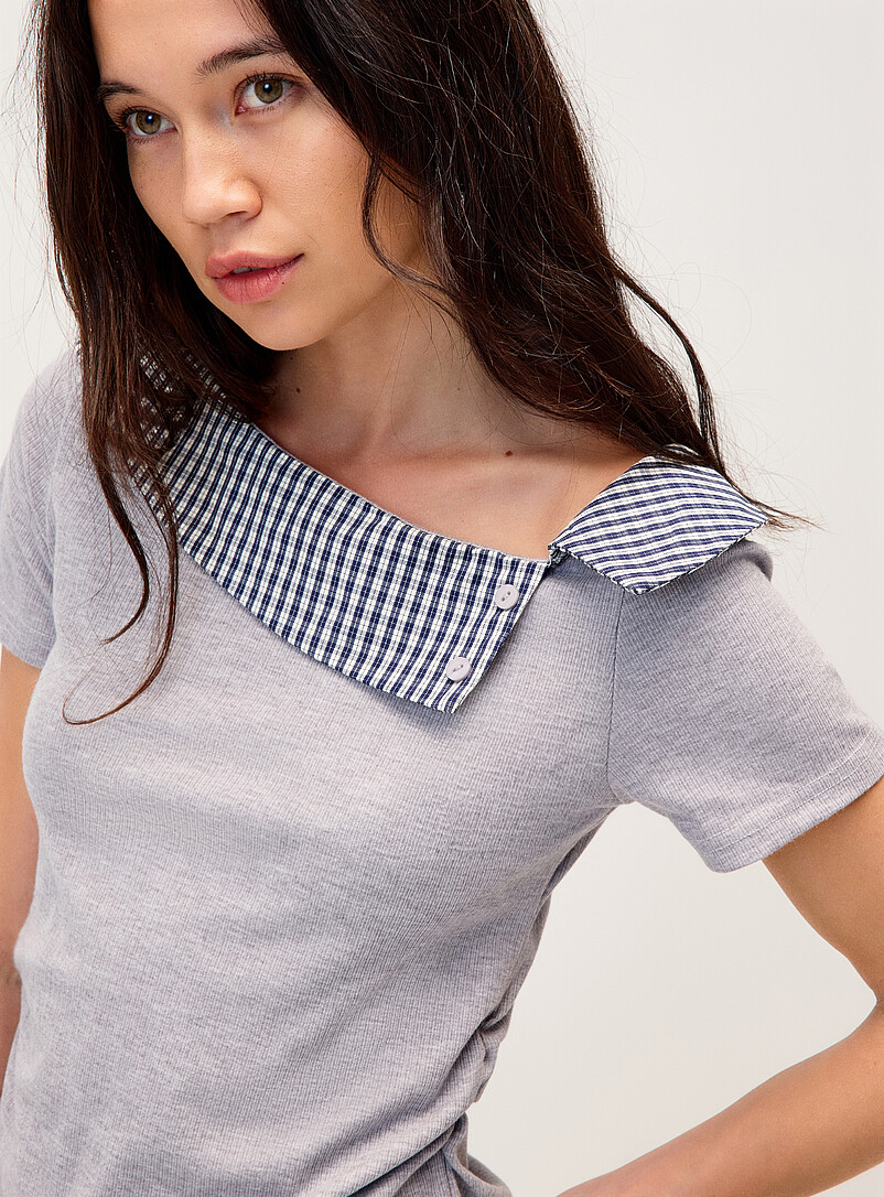 Layered effect checkered T-shirt product image 2