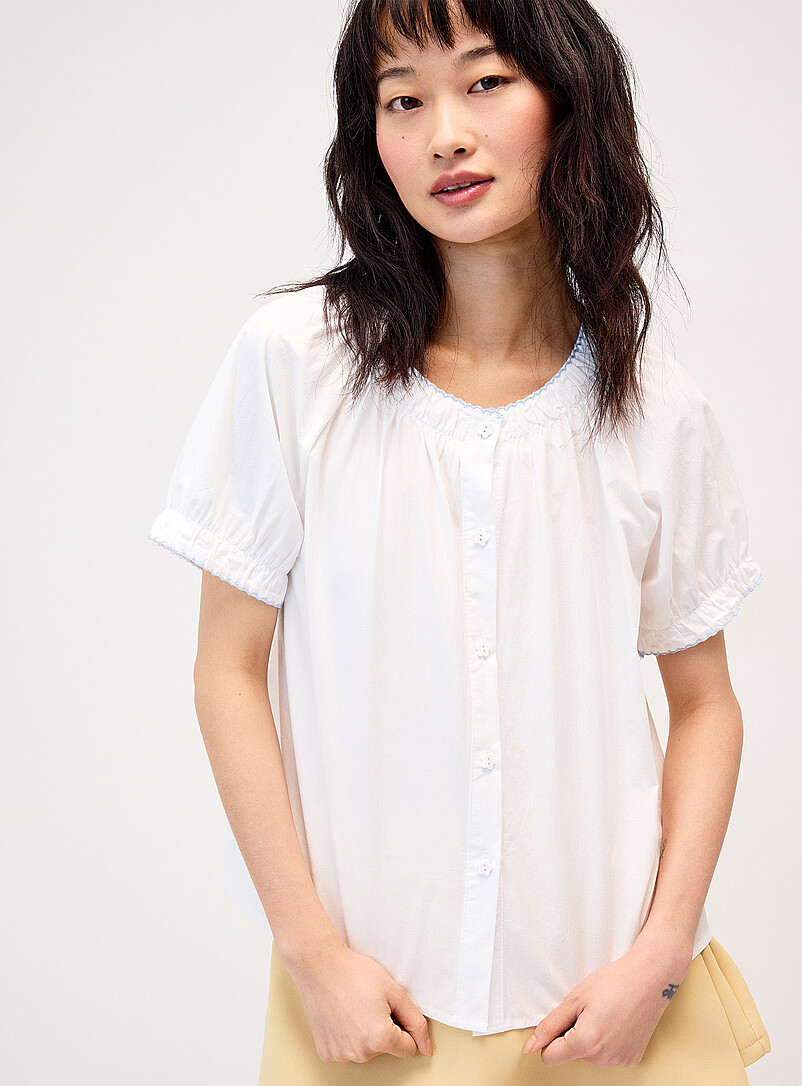 Flower Buttons Poplin Shirt