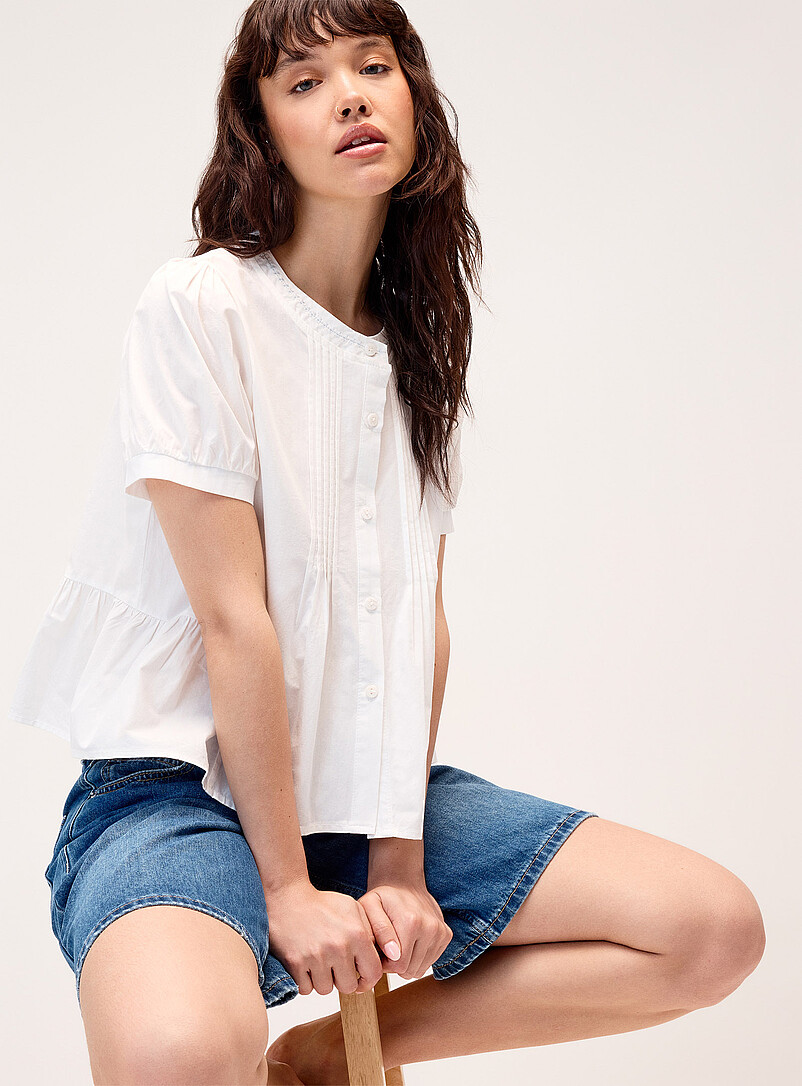 Sewn pleating poplin blouse product image (primary)