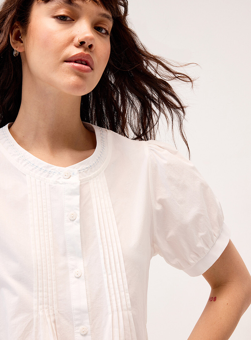Sewn pleating poplin blouse product image 2