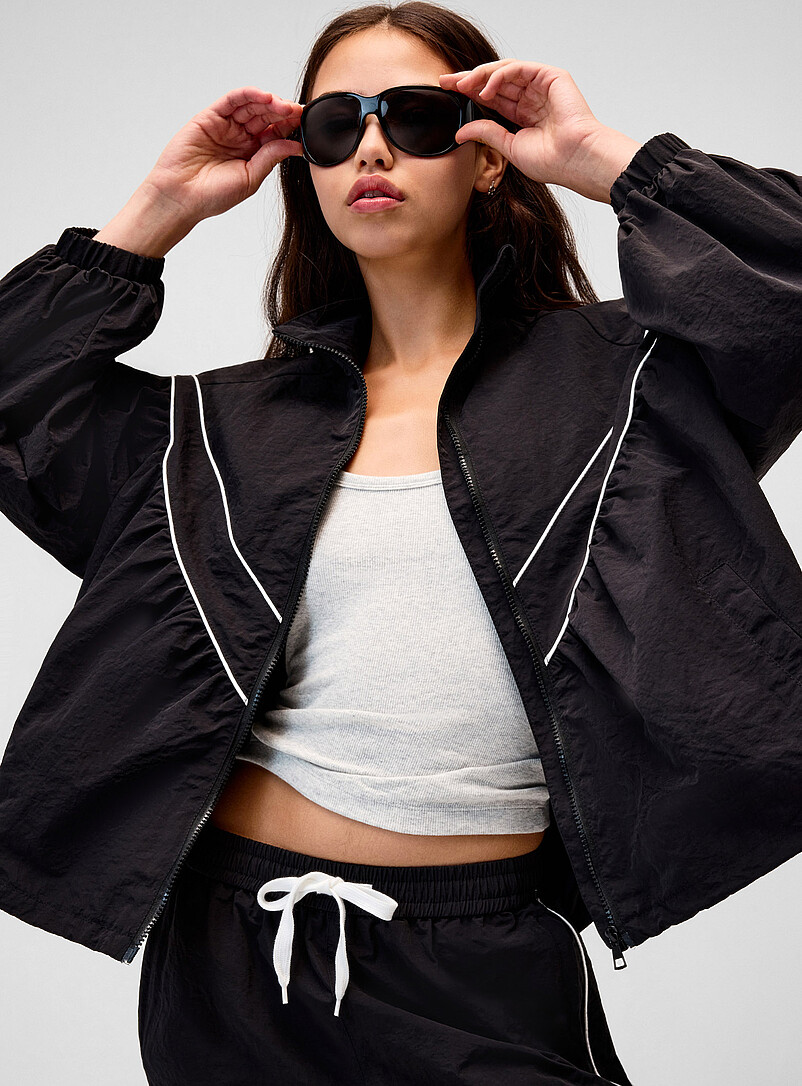 Contrasting lines puffy jacket product image 2