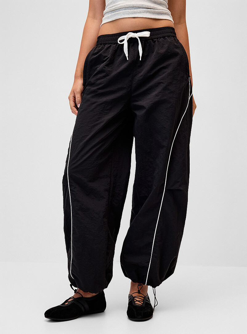 Contrasting stripes canvas barrel-leg pant product image 2