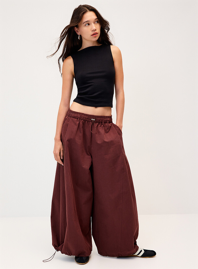 Toggle-Waist Barrel-Leg Twill Pant