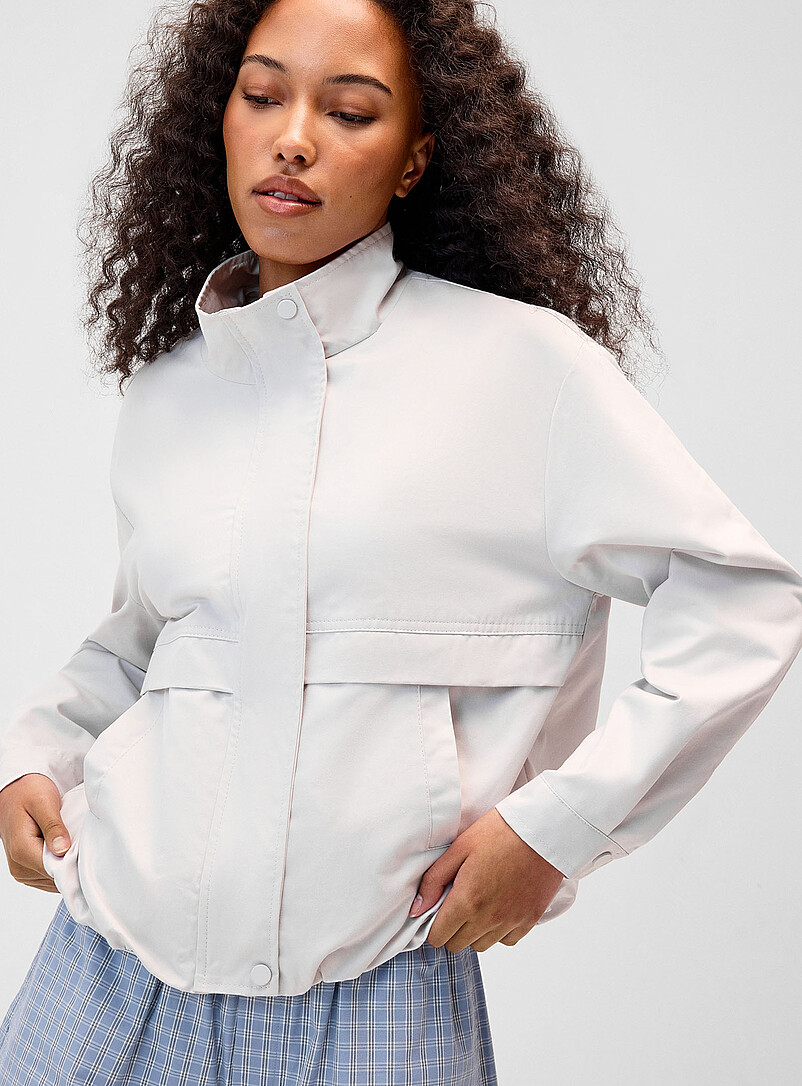 Buttoned stand collar twill jacket product image 2