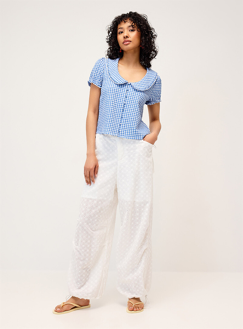Openwork Embroidery Parachute Pant