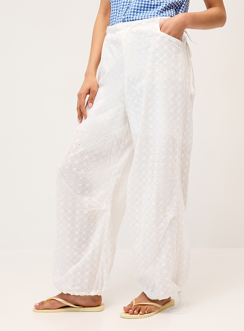 Openwork embroidery parachute pant product image 2
