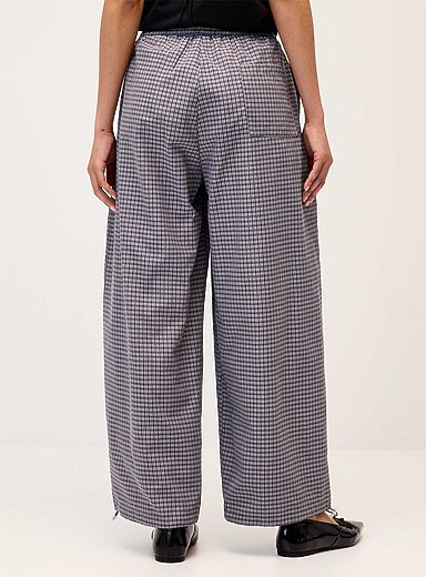 Checkered poplin barrel-leg pant product image 4