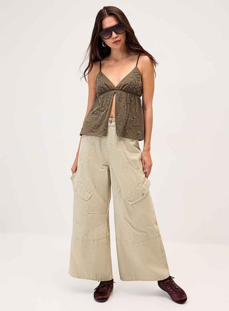 Wide-leg cargo jean product image (primary)