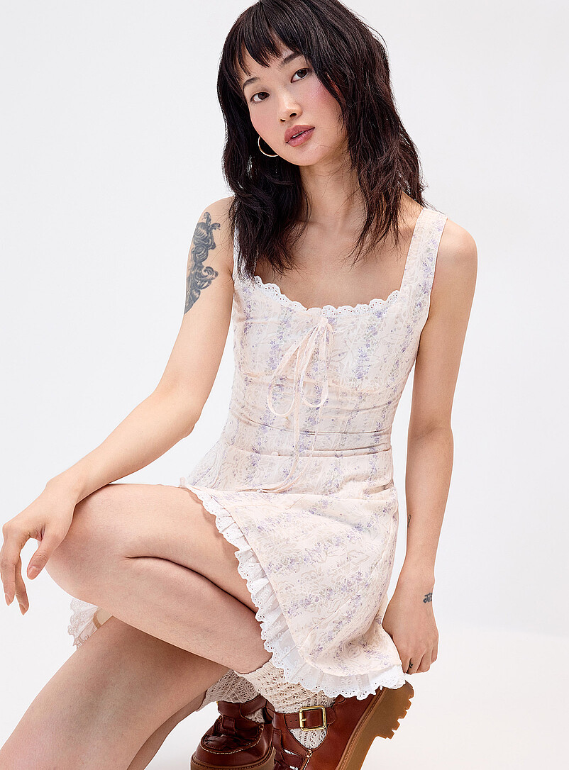Flowers corset-effect minidress product image (primary)