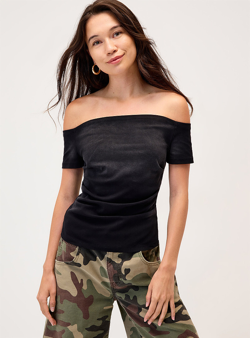Faded Effect Ruched T-Shirt