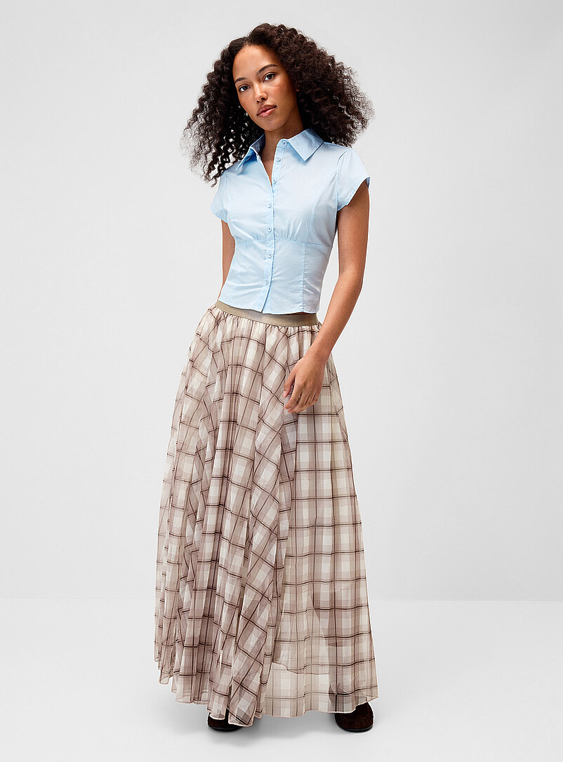 Checkered chiffon maxi skirt product image (primary)