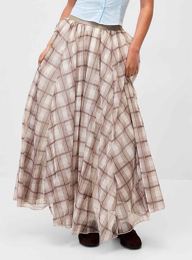 Checkered chiffon maxi skirt product image 2