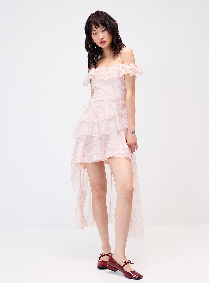 Tiered airy chiffon ruffle dress product image (primary)