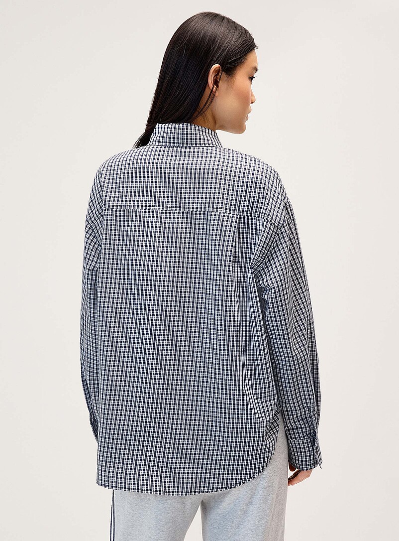 Tie-ribbon collar checkered poplin shirt product image 3