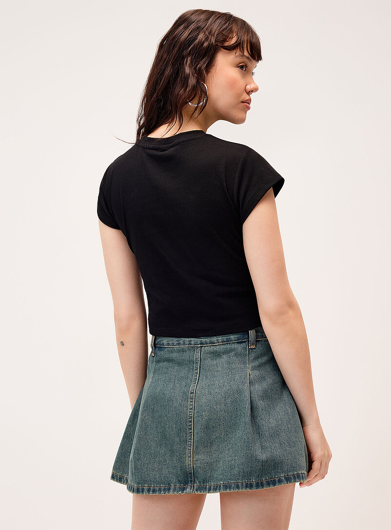 Washed denim pleated miniskirt product image 3