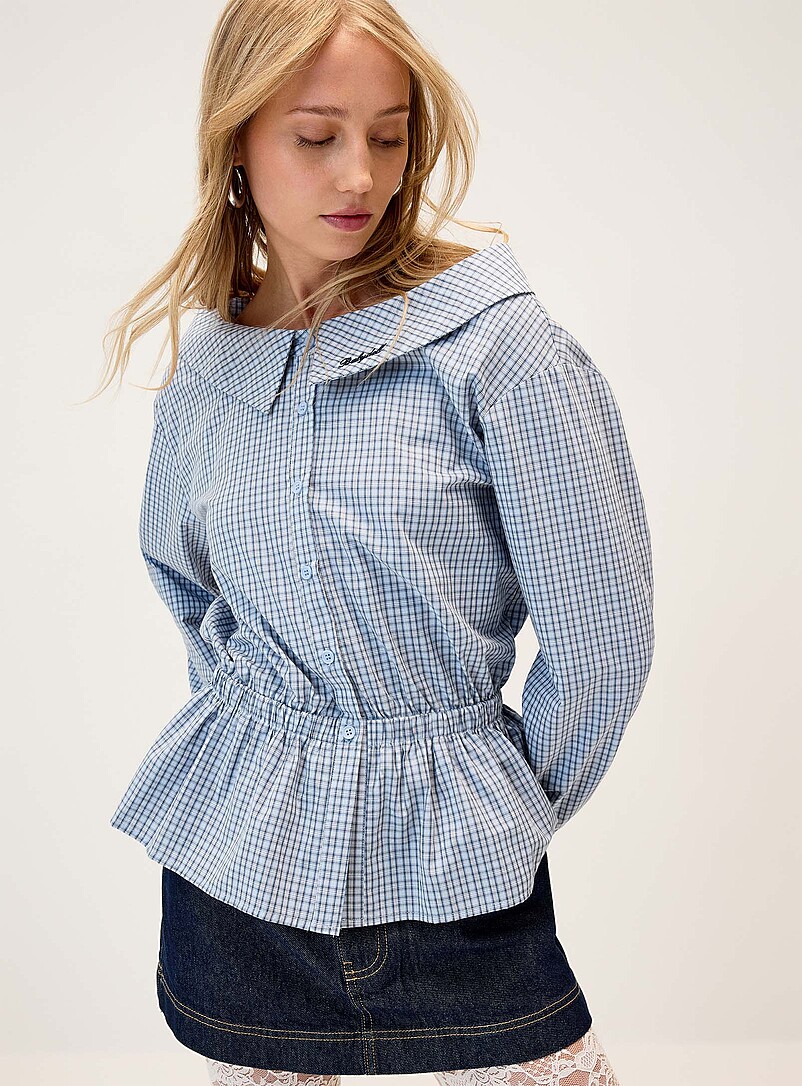 Peplum waist boat-neck shirt product image (primary)