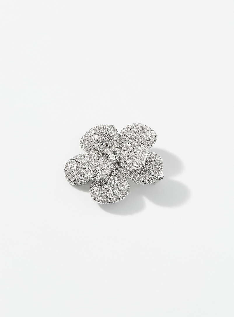 Broche Séquence Fleur Argentée Pour Les Vacances - Neuf Avec étiquettes, Design Festif