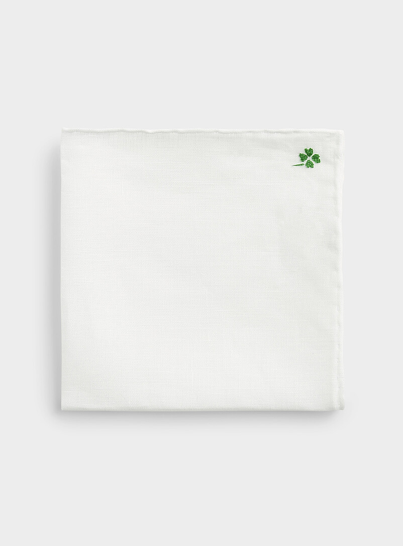 Small embroidery linen pocket square product image (primary)