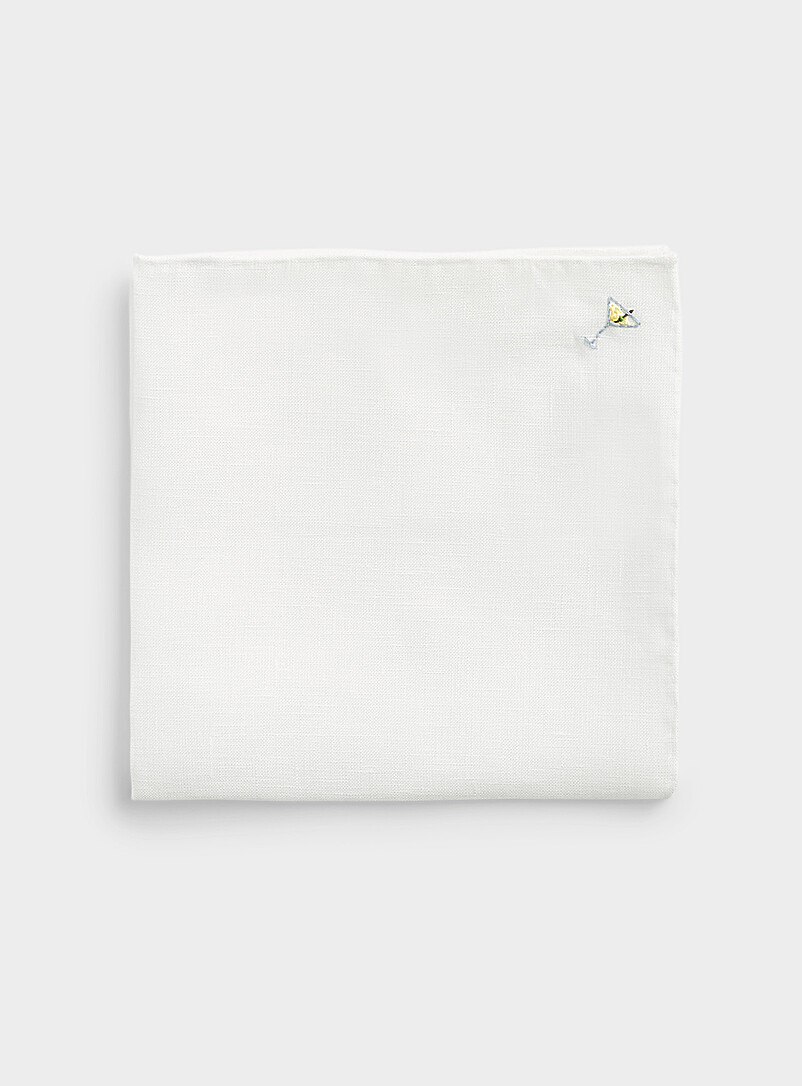Small Embroidery Linen Pocket Square