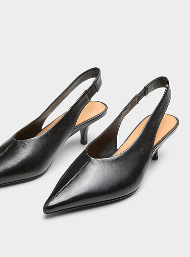 L'escarpin cuir &agrave; bride petit talon Femme