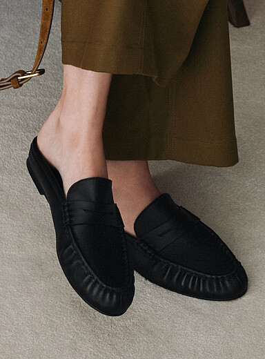 La mule fl&acirc;neur coussin&eacute;e cuir fronc&eacute;
