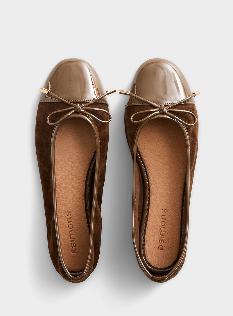 Glossy Toe Bow Ballet Flats