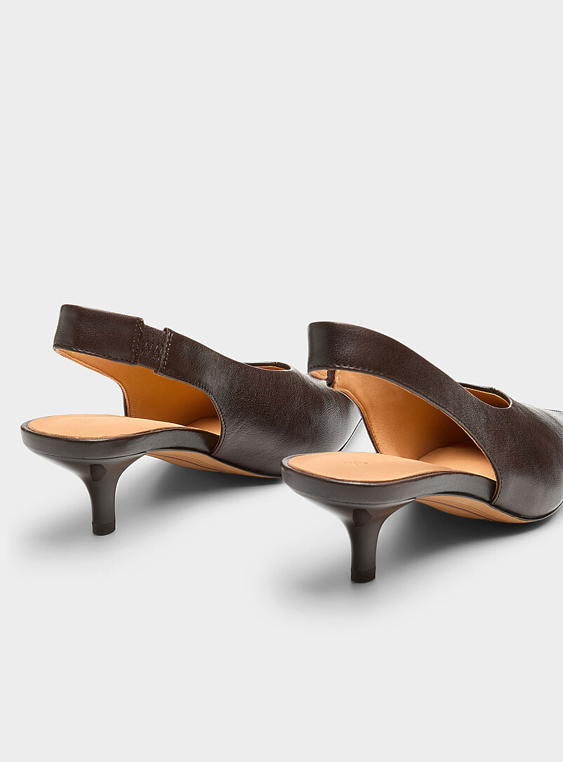 Kitten heel leather slingback pumps Women product image 2