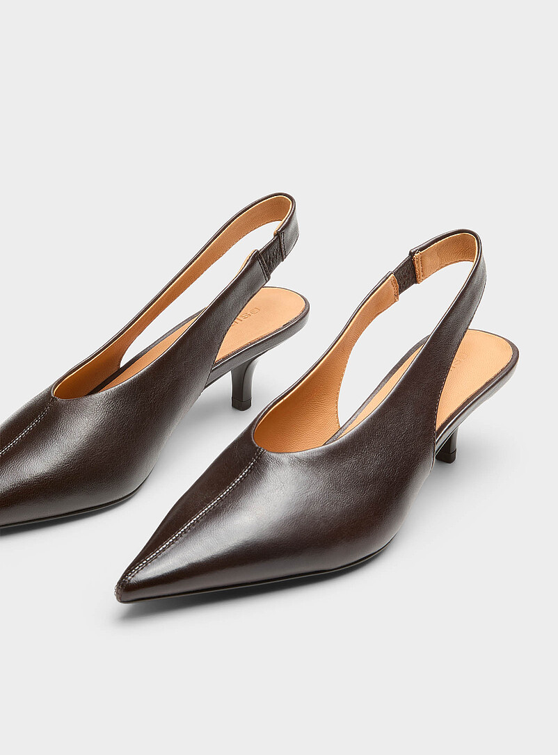 Kitten heel leather slingback pumps Women product image 3